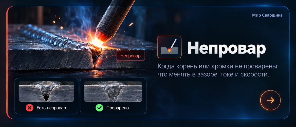 Непровар сварного шва — наглядный пример дефекта